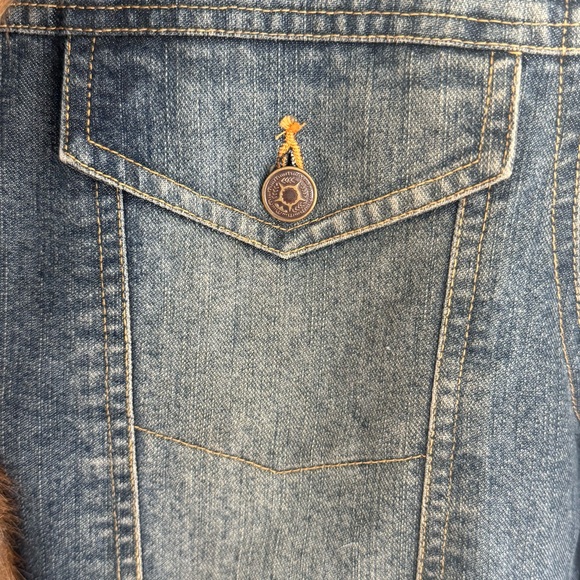 Marvin Richards Womens Vintage Faux Fur Lined Denim Jacket Size Large 90s - Picture 3 of 9